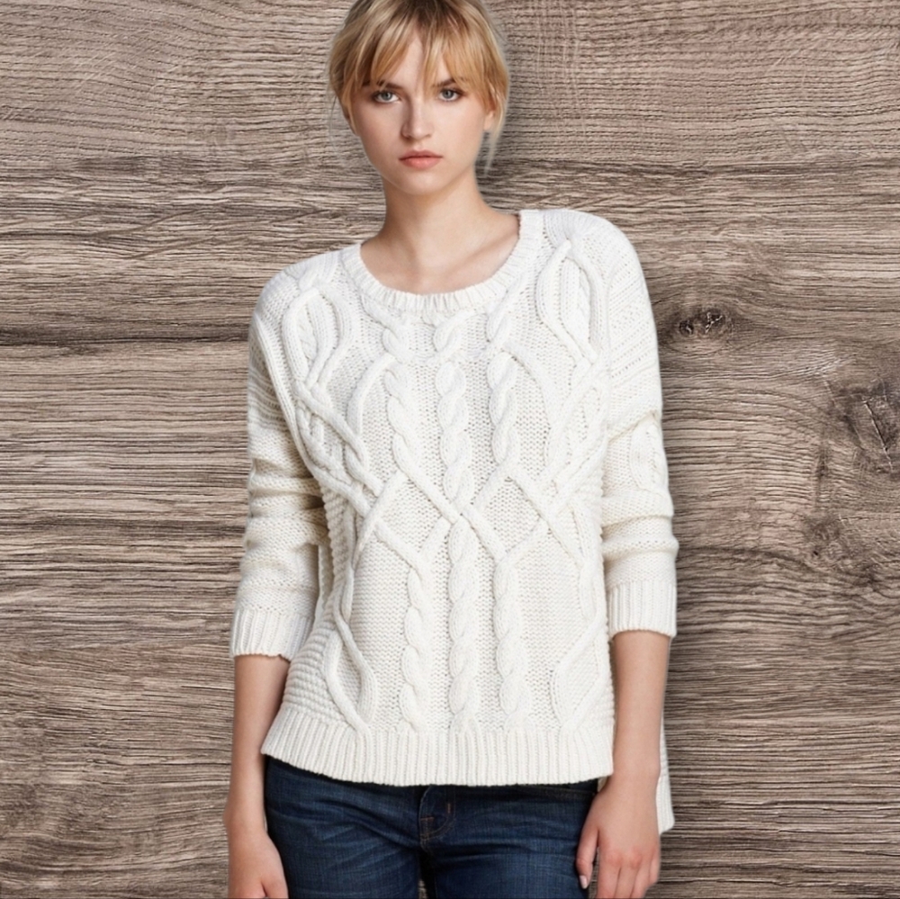 Women's 525 America Cream Cableknit Sweater Sz XS